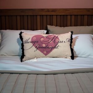 Charming Pink Heart Pillow with Black Accents